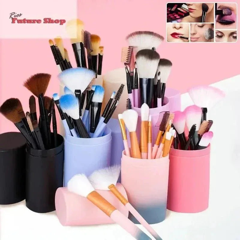 12pcs Makeup Brush Set Blush Eyeshadow Eyelash Highlighter Makeup Brush - Rios Future Shop