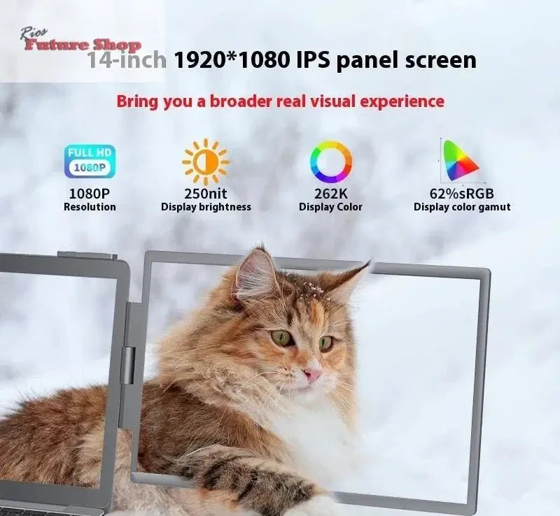 14-inch Dual-screen Portable Monitor Laptop-Dual-screen Portable Screen - Rios Future Shop