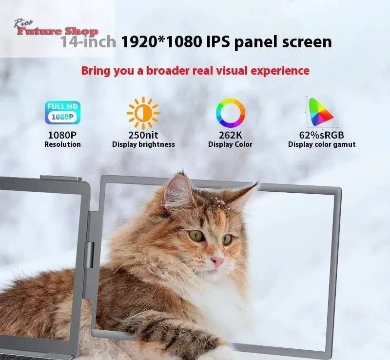 14-inch Dual-screen Portable Monitor Laptop-Dual-screen Portable Screen - Rios Future Shop