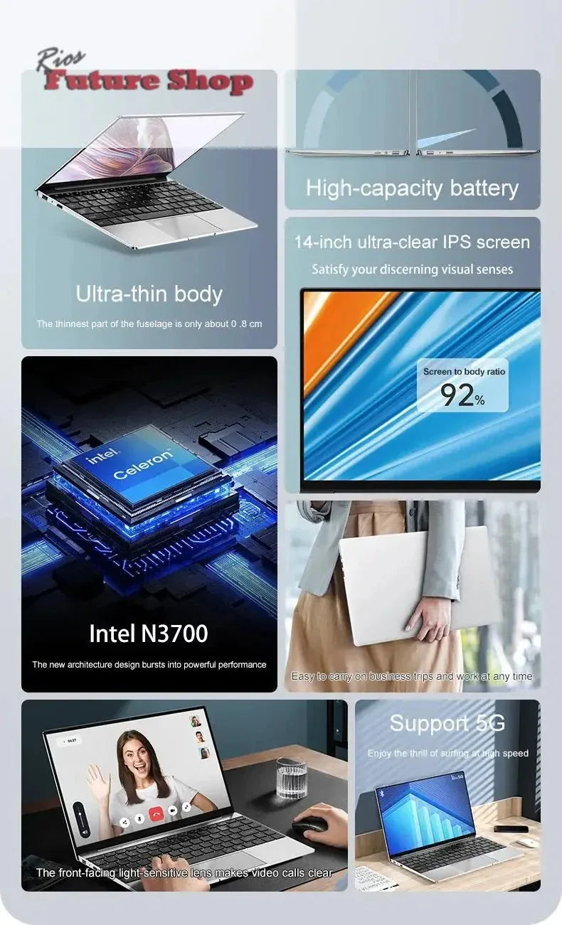 14.1" Laptop Intel N3700 16GB RAM 1TB SSD Win11 - Rios Future Shop