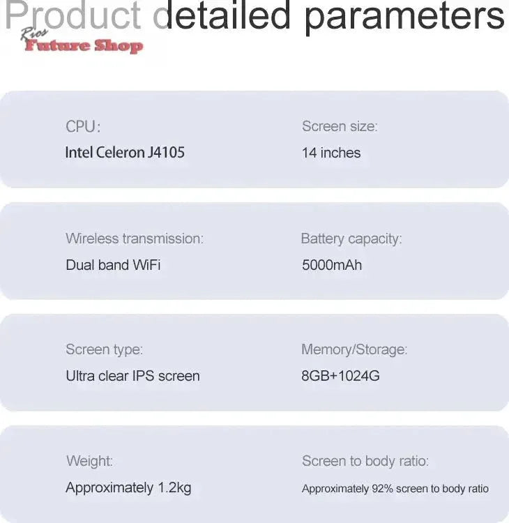 14.1" Laptop Intel N3700 16GB RAM 1TB SSD Win11 - Rios Future Shop