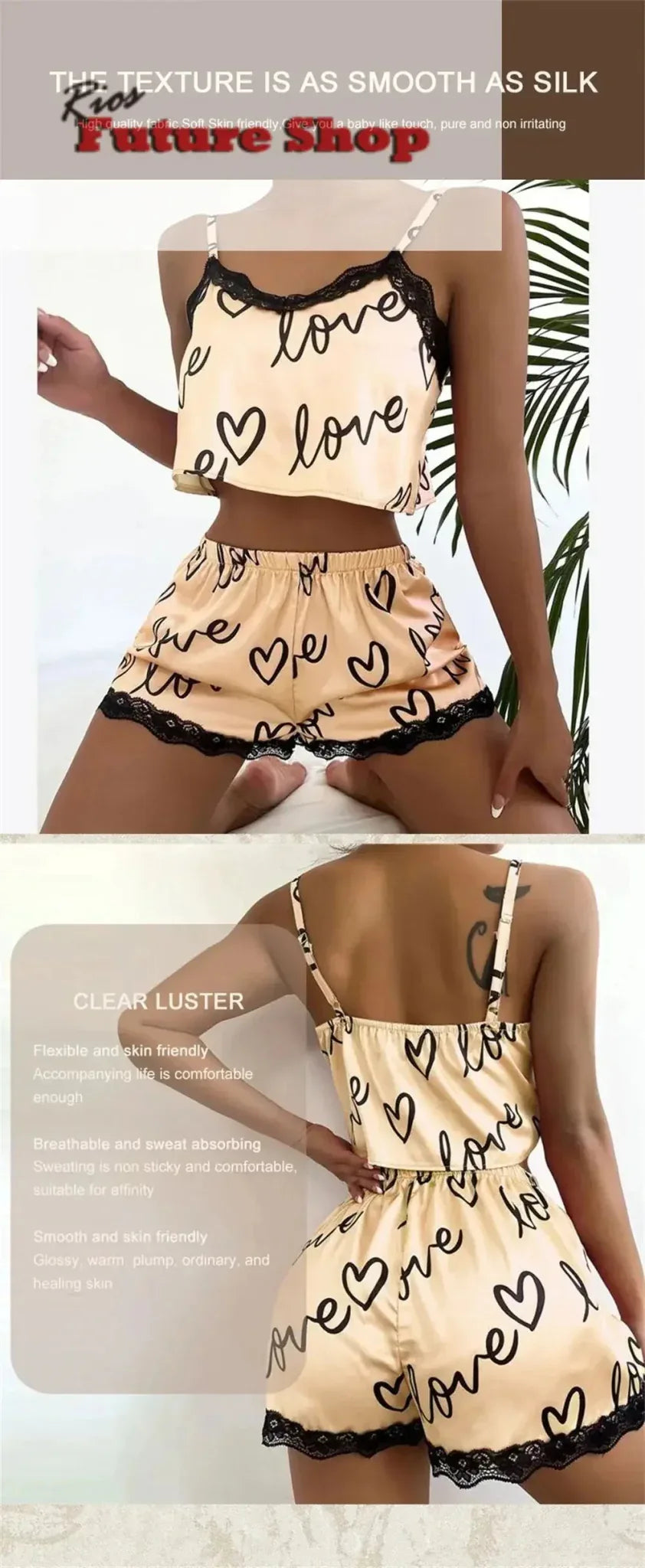 2 Pieces Set Women'S Pajama Shorts Suit Homewear Print Underwear Pijama Sexy Lingerie Camisoles Tanks Nighty Ladies Sleepwear - Rios Future Shop