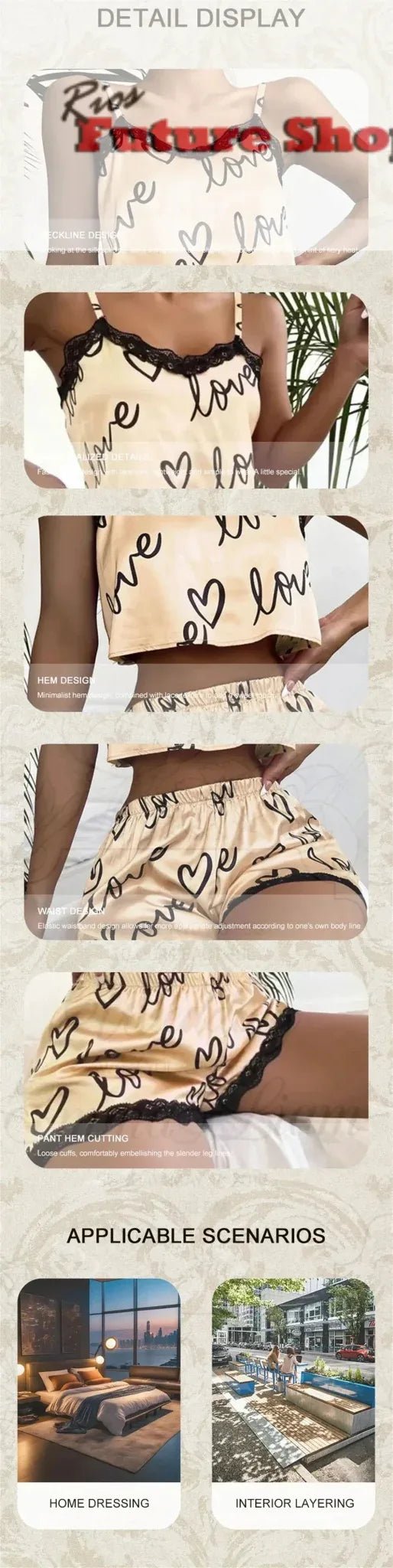 2 Pieces Set Women'S Pajama Shorts Suit Homewear Print Underwear Pijama Sexy Lingerie Camisoles Tanks Nighty Ladies Sleepwear - Rios Future Shop