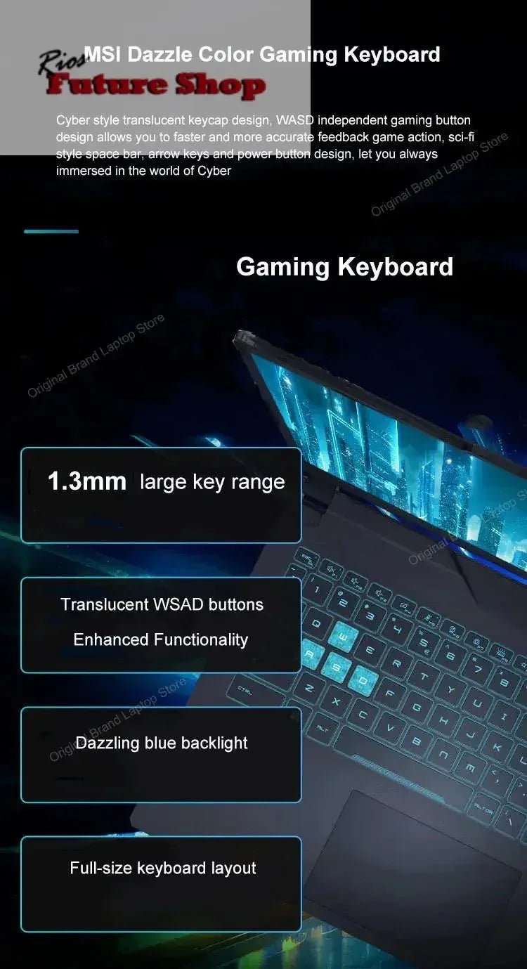 2024 msi fino 15 laptop para jogos 15.6 Polegada 2.5k fhd 144hz tela ips notebook i5-13420H 32gb 1tb rtx3050 computador netbook para jogos - Rios Future Shop