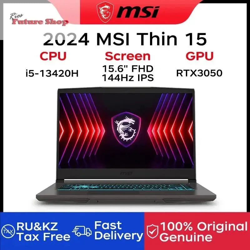 2024 MSI Thin 15 Gaming Laptop 15.6 Inch 2.5K FHD 144Hz IPS Screen Notebook i5-13420H 32GB 1TB RTX3050 Gaming Netbook Computer - Rios Future Shop