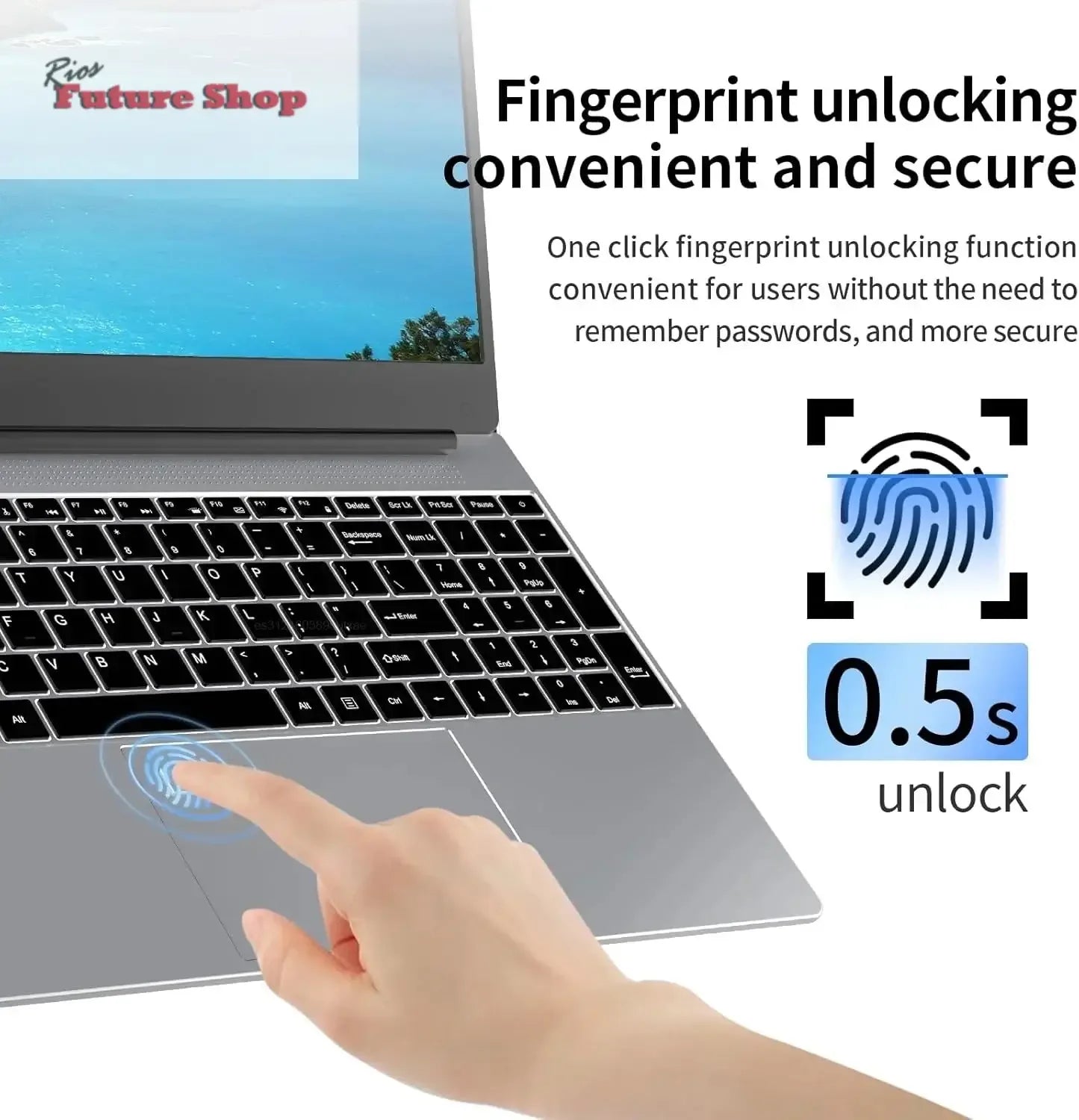 2025 NEW 15.6" Portable Laptop Intel N95 32GB DDR4 2TB SSD 7500mAh Windows11 Office Notebook Pc Gamer with Backlit Fingerprint - Rios Future Shop