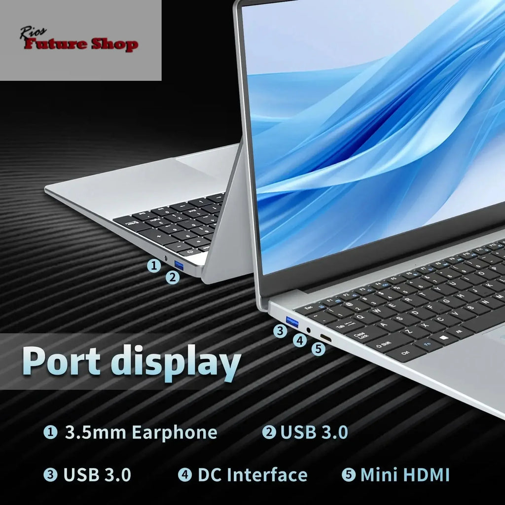 2025 NEW 15.6" Portable Laptop Intel N95 32GB DDR4 2TB SSD 7500mAh Windows11 Office Notebook Pc Gamer with Backlit Fingerprint - Rios Future Shop