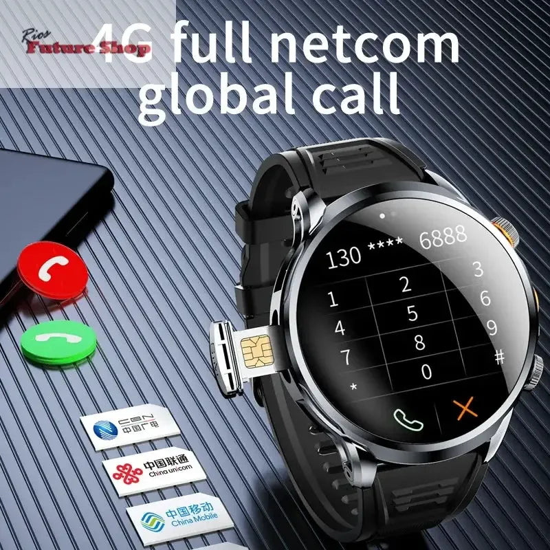2025 novo relógio inteligente 4g android 1.95 polegada ips 360*360 tela com câmera 200w gps wifi 32gb rom smartwatch com bateria 1100mah - Rios Future Shop