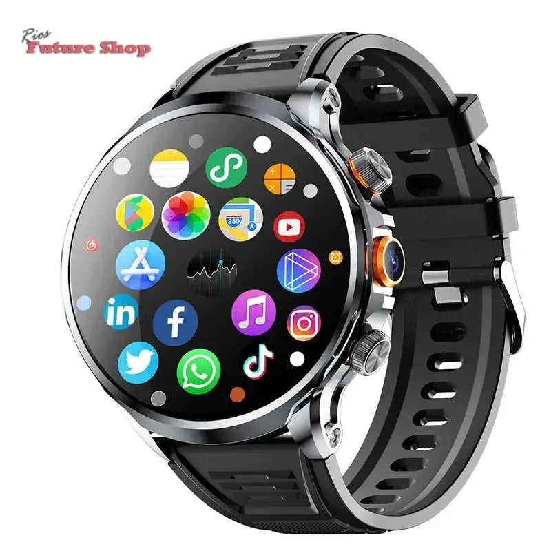 2025 novo relógio inteligente 4g android 1.95 polegada ips 360*360 tela com câmera 200w gps wifi 32gb rom smartwatch com bateria 1100mah - Rios Future Shop