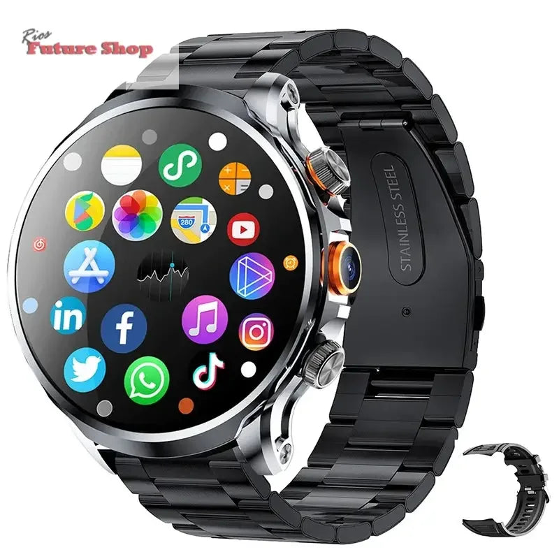2025 novo relógio inteligente 4g android 1.95 polegada ips 360*360 tela com câmera 200w gps wifi 32gb rom smartwatch com bateria 1100mah - Rios Future Shop