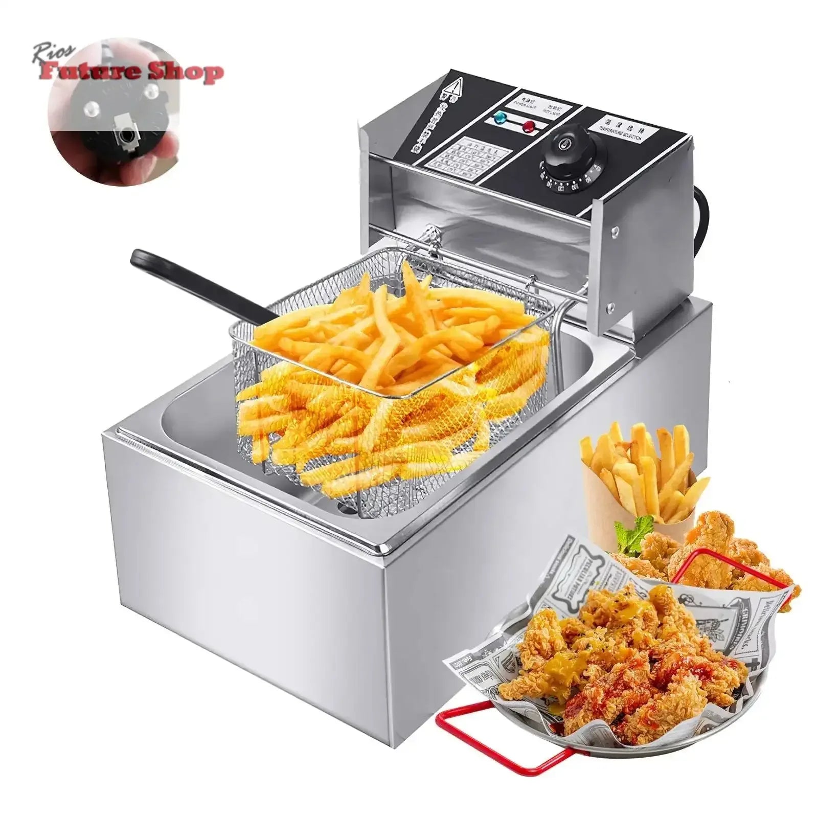 2500W 6L 220V Electric Deep Fryer Stainless Steel Electric Fryer Household Chips Frying Pan French Fries Making Machine - Rios Future Shop