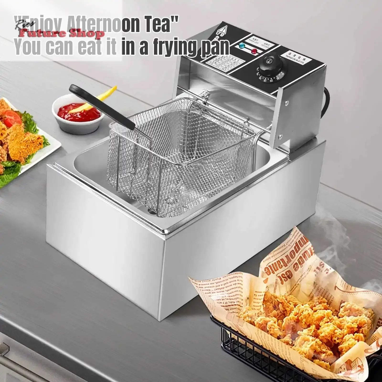 2500W 6L 220V Electric Deep Fryer Stainless Steel Electric Fryer Household Chips Frying Pan French Fries Making Machine - Rios Future Shop