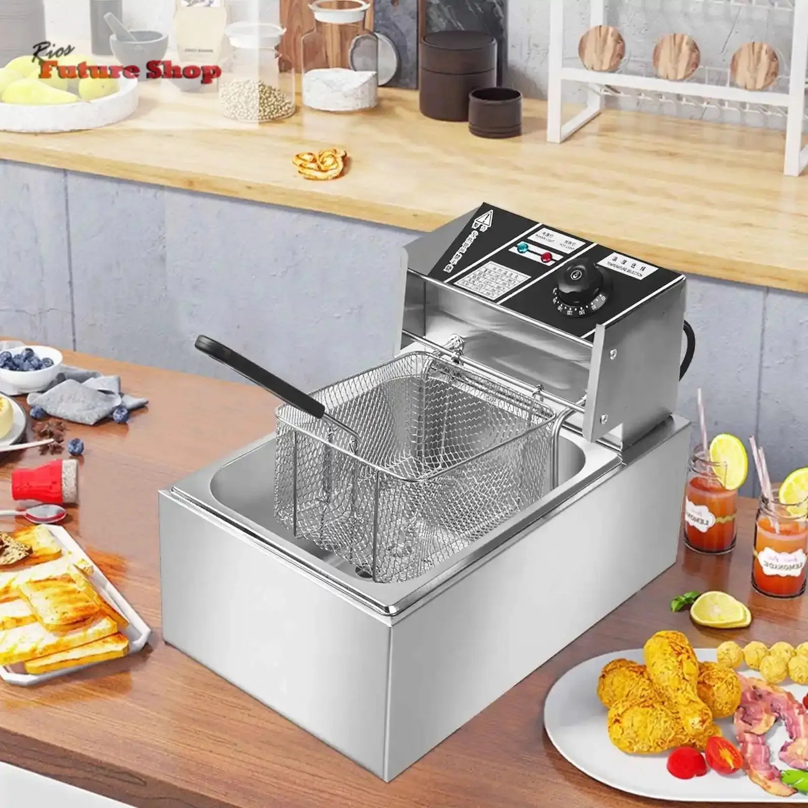 2500W 6L 220V Electric Deep Fryer Stainless Steel Electric Fryer Household Chips Frying Pan French Fries Making Machine - Rios Future Shop