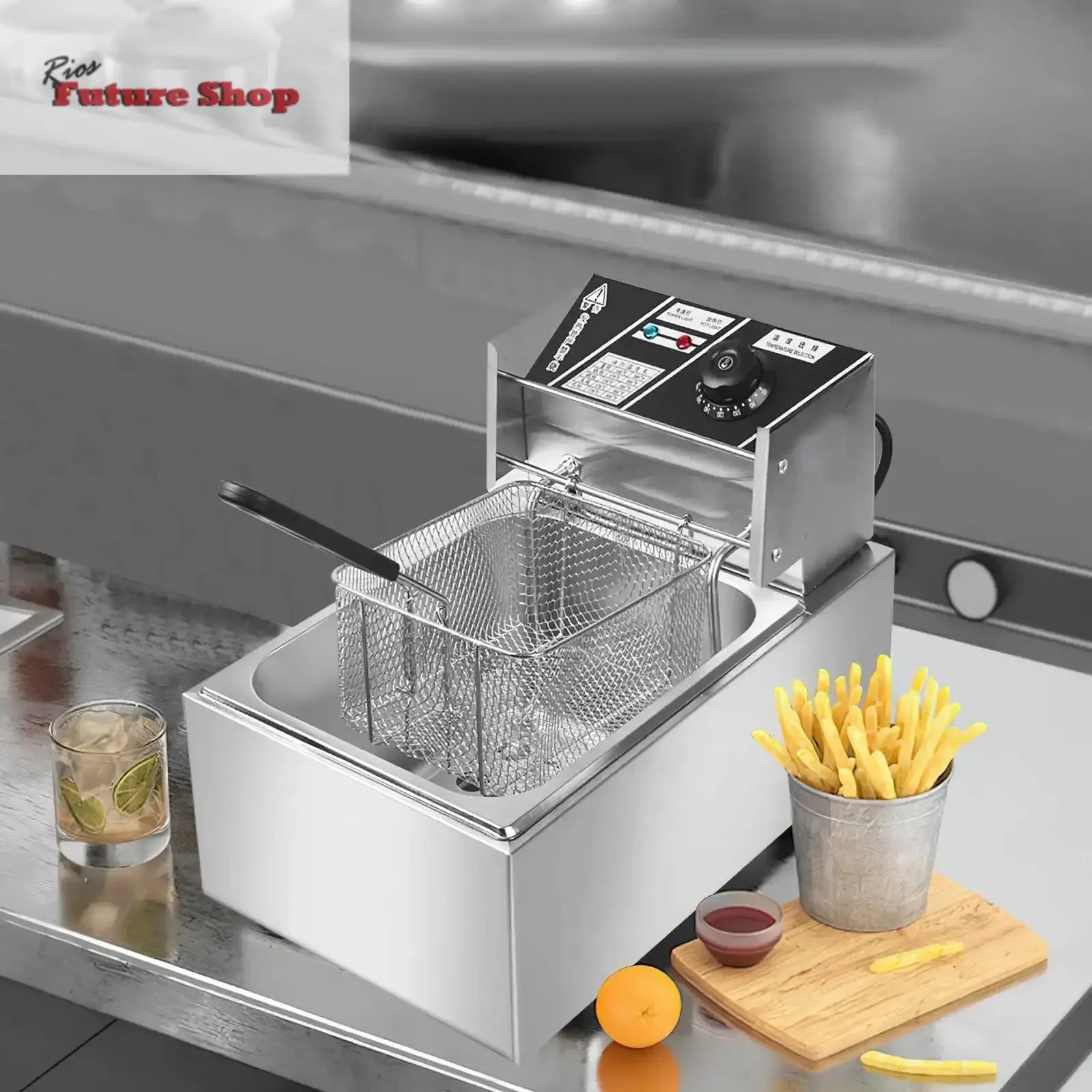 2500W 6L 220V Electric Deep Fryer Stainless Steel Electric Fryer Household Chips Frying Pan French Fries Making Machine - Rios Future Shop