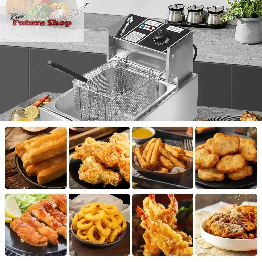 2500W 6L 220V Electric Deep Fryer Stainless Steel Electric Fryer Household Chips Frying Pan French Fries Making Machine - Rios Future Shop