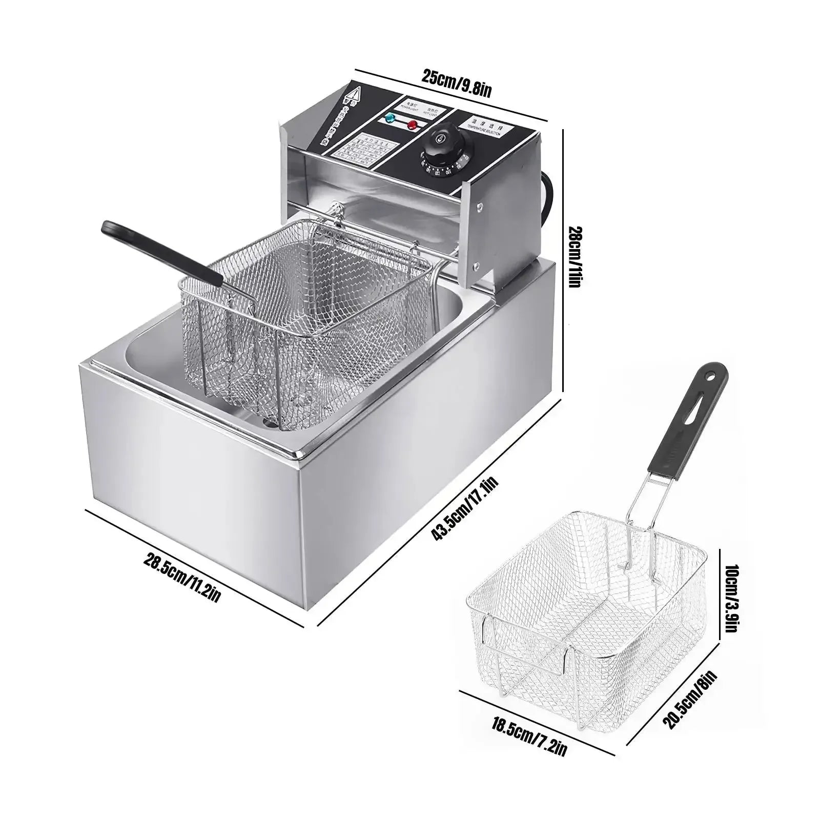 2500W 6L 220V Electric Deep Fryer Stainless Steel Electric Fryer Household Chips Frying Pan French Fries Making Machine - Rios Future Shop