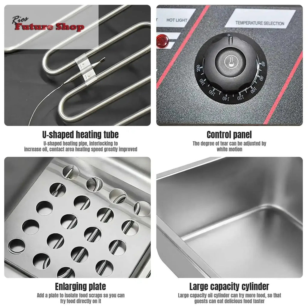 2500W 6L 220V Electric Deep Fryer Stainless Steel Electric Fryer Household Chips Frying Pan French Fries Making Machine - Rios Future Shop