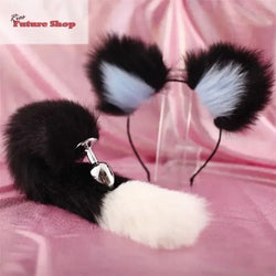 40cm black tailed white pointed bicolor fun plush h - Rios Future Shop