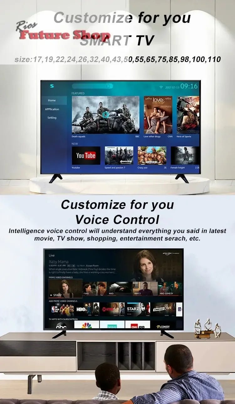 4K flat screen led tv smart 32" 40" 50" 55" 65" 43" smart tv screens televisions smart tvs - Rios Future Shop