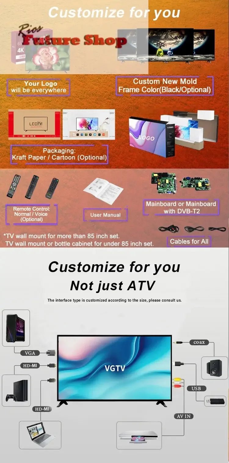 4K flat screen led tv smart 32" 40" 50" 55" 65" 43" smart tv screens televisions smart tvs - Rios Future Shop