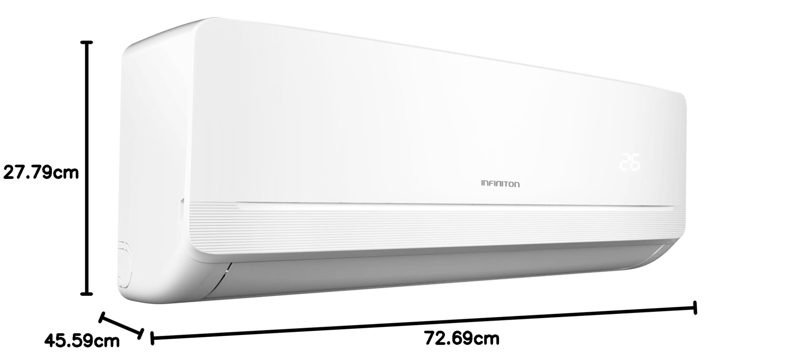 Infiniton Ar condicionado Split SPTTC12A2, 12000 BTU - Bomba de calor, controlo remoto, ecrã LED, desumidificador, baixo consumo