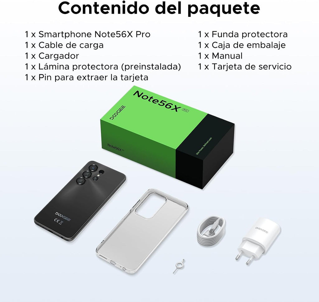 NOTE56X PRO Telefone móvel Octa Core Andriod 16, bateria 6150 mAh, 32 GB + 128 GB/2TB, HD 6,56" 90 Hz móvel, 13 MP+8MP, NFC/Dual SIM 4G/GPS/OTG/Impressão Digital/Face ID/Widev ine L1/3,5 mm Jack