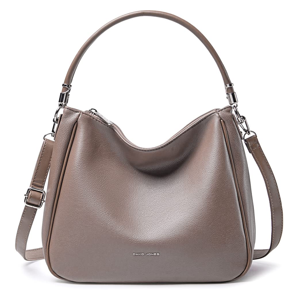 David Jones - Bolsa de Ombro Hobo para Mulher - Bolsa de Mão Tiracolo de Pele Sintética - Bolsa de Mão Média com Alça Longa - Moda Clássica e Prática Elegante, Vermelho, Tamanho único