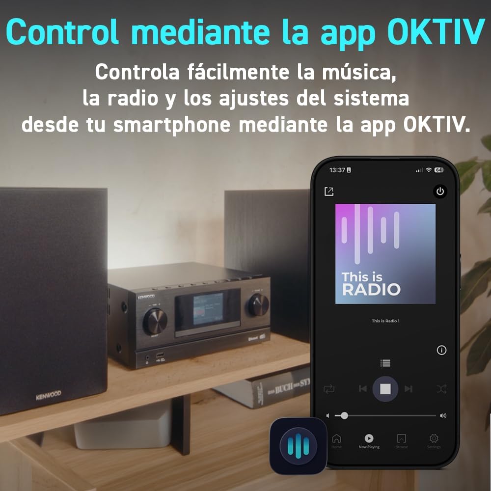 Kenwood M-9000S-B - Micro Sistema Hi-Fi com CD, Dab +, Rádio por Internet, Spotify, FM, Bluetooth, USB e Grande Ecrã TFT a Cores