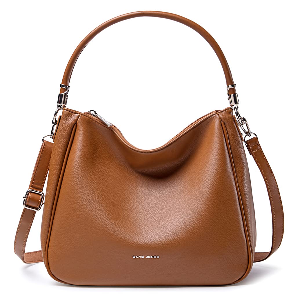 David Jones - Bolsa de Ombro Hobo para Mulher - Bolsa de Mão Tiracolo de Pele Sintética - Bolsa de Mão Média com Alça Longa - Moda Clássica e Prática Elegante, Vermelho, Tamanho único