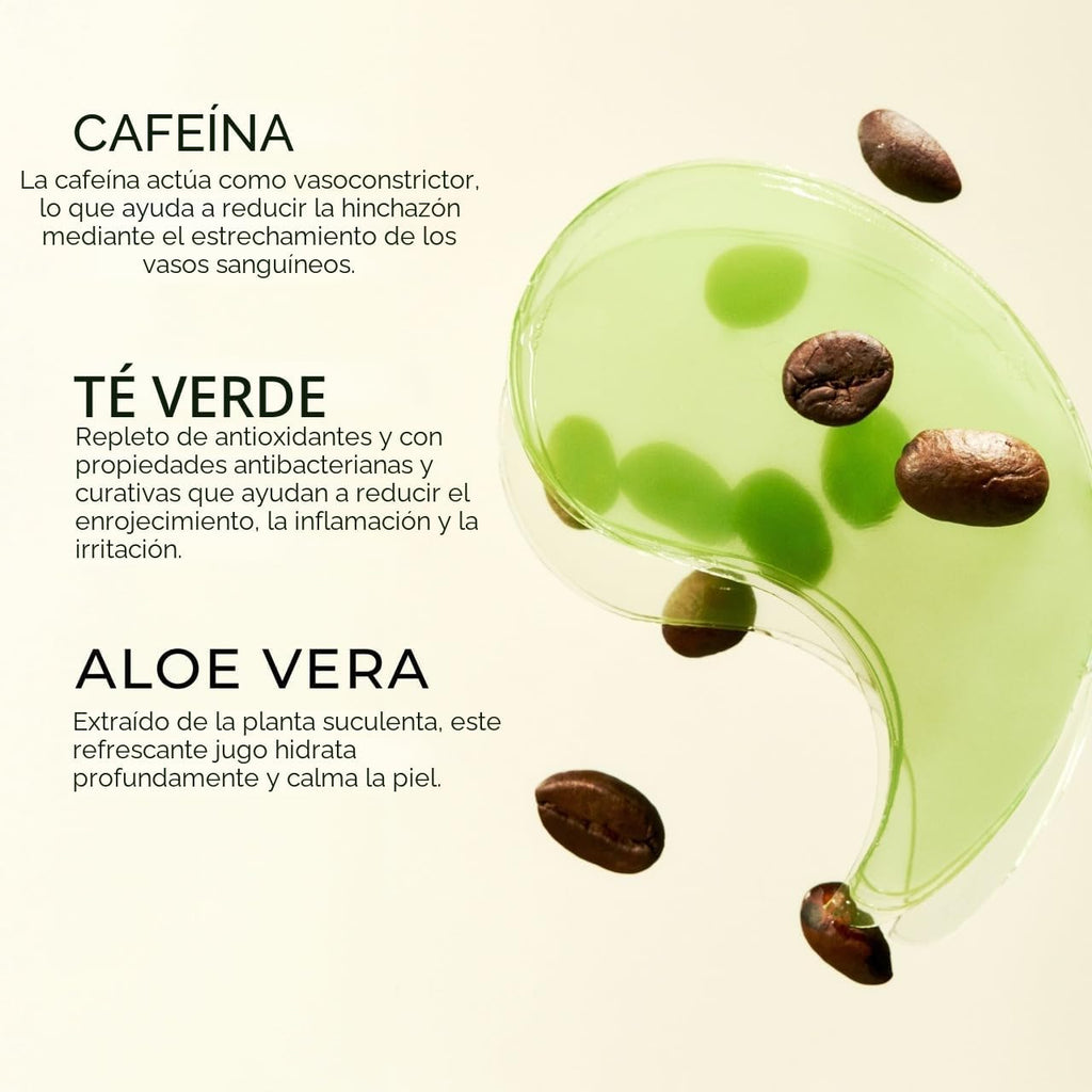 Yepoda The Depuff Eyespresso Caffeinated Green Tea Eye Patches - Reduce Puffiness and Revitalize Contour - Vegan, Korean, Suitable for All Skin Types - 60 pcs/90g