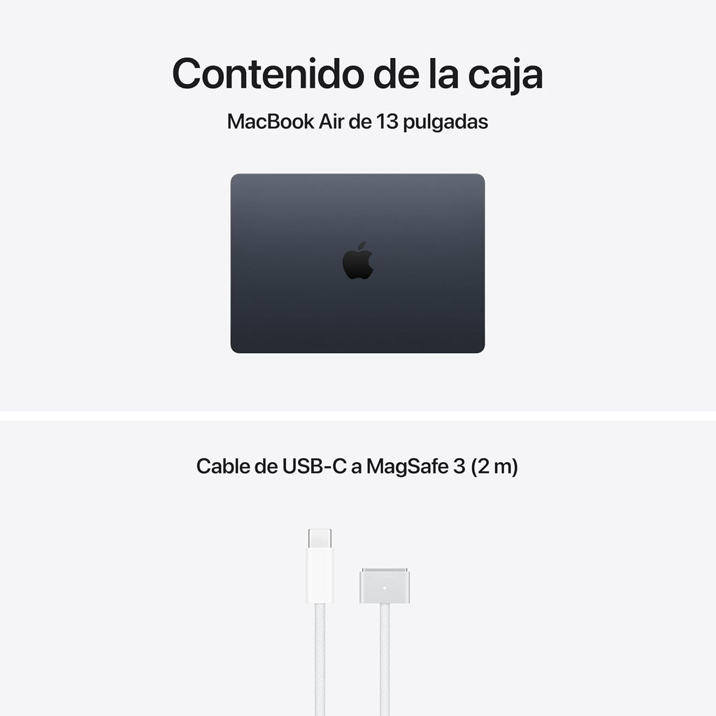 Apple MacBook Air de 13,6 polegadas com chip M5: Ecrã líquido com ecrã Retina, CPU de 10 núcleos, GPU de 10 núcleos, 16 GB de memória unificada, 1 TB de SSD, Wi-Fi 7, teclado espanhol; meia-noite