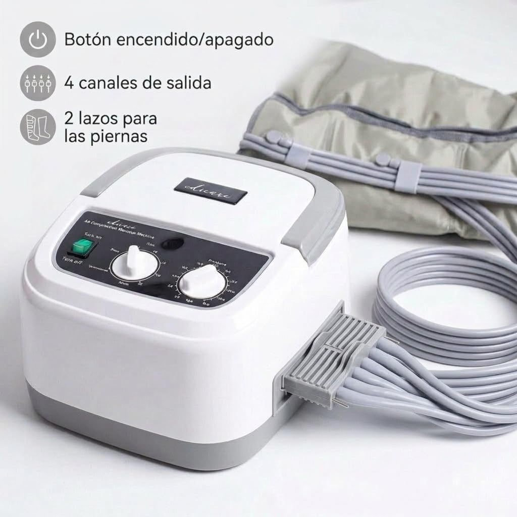 Edicare, Home Pressotherapy for Tired Legs and Feet, 6 Valves, Promotes Better Circulation, Lymphatic Drainage, Easy Use, Professional Efficiency (Device and Legs)