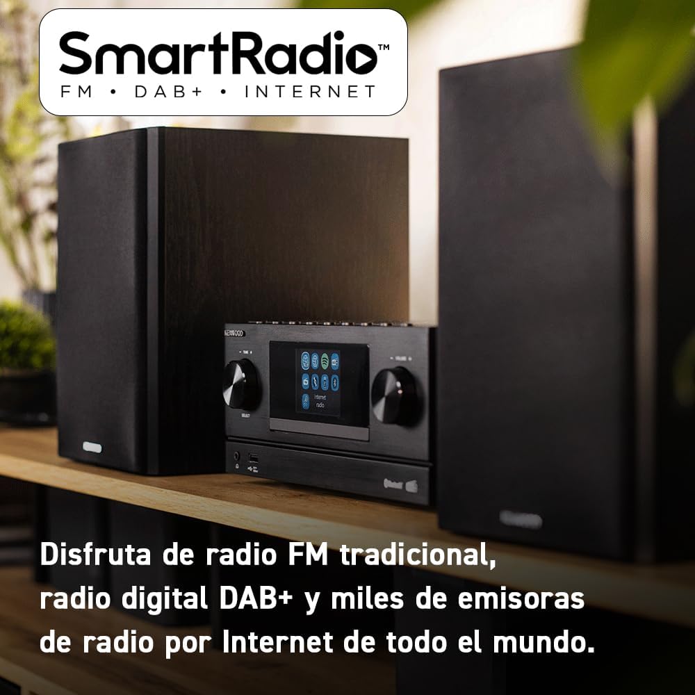 Kenwood M-9000S-B - Micro Sistema Hi-Fi com CD, Dab +, Rádio por Internet, Spotify, FM, Bluetooth, USB e Grande Ecrã TFT a Cores