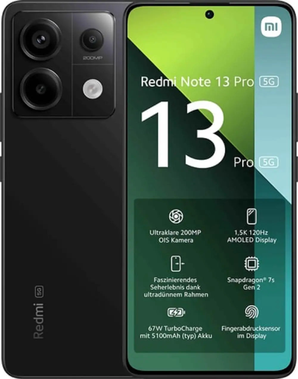Xiaomi Redmi Note 13 Pro 16,9 cm (6.67") Dual SIM 5G USB Type-C 8GB 256GB 5100 mAh Preto, Acessórios não incluídos (Recondicionado)