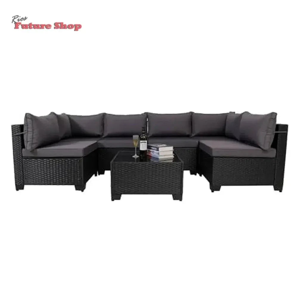 7 Pieces Outdoor Rattan Patio Sectional Set - Rios Future Shop