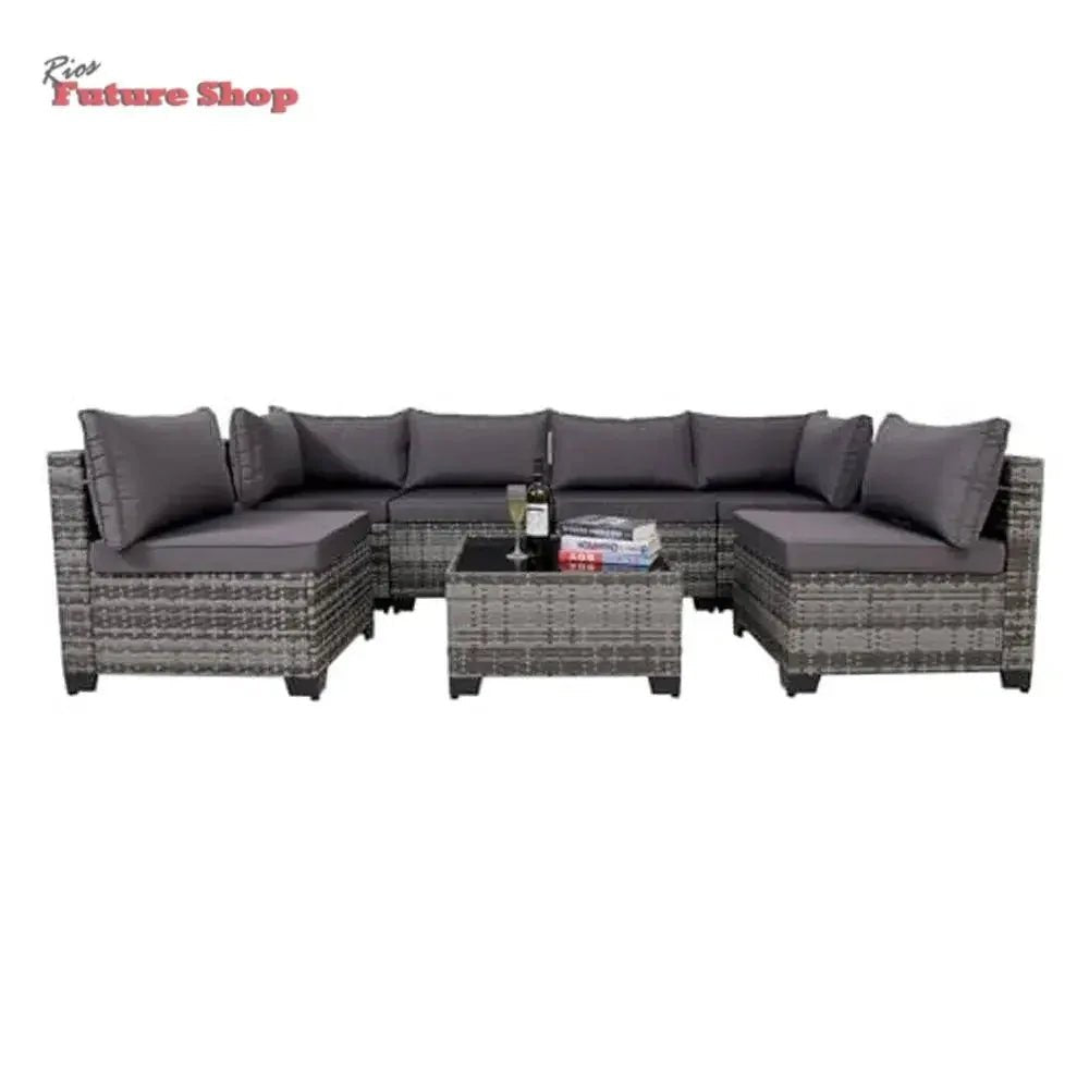 7 Pieces Outdoor Rattan Patio Sectional Set - Rios Future Shop