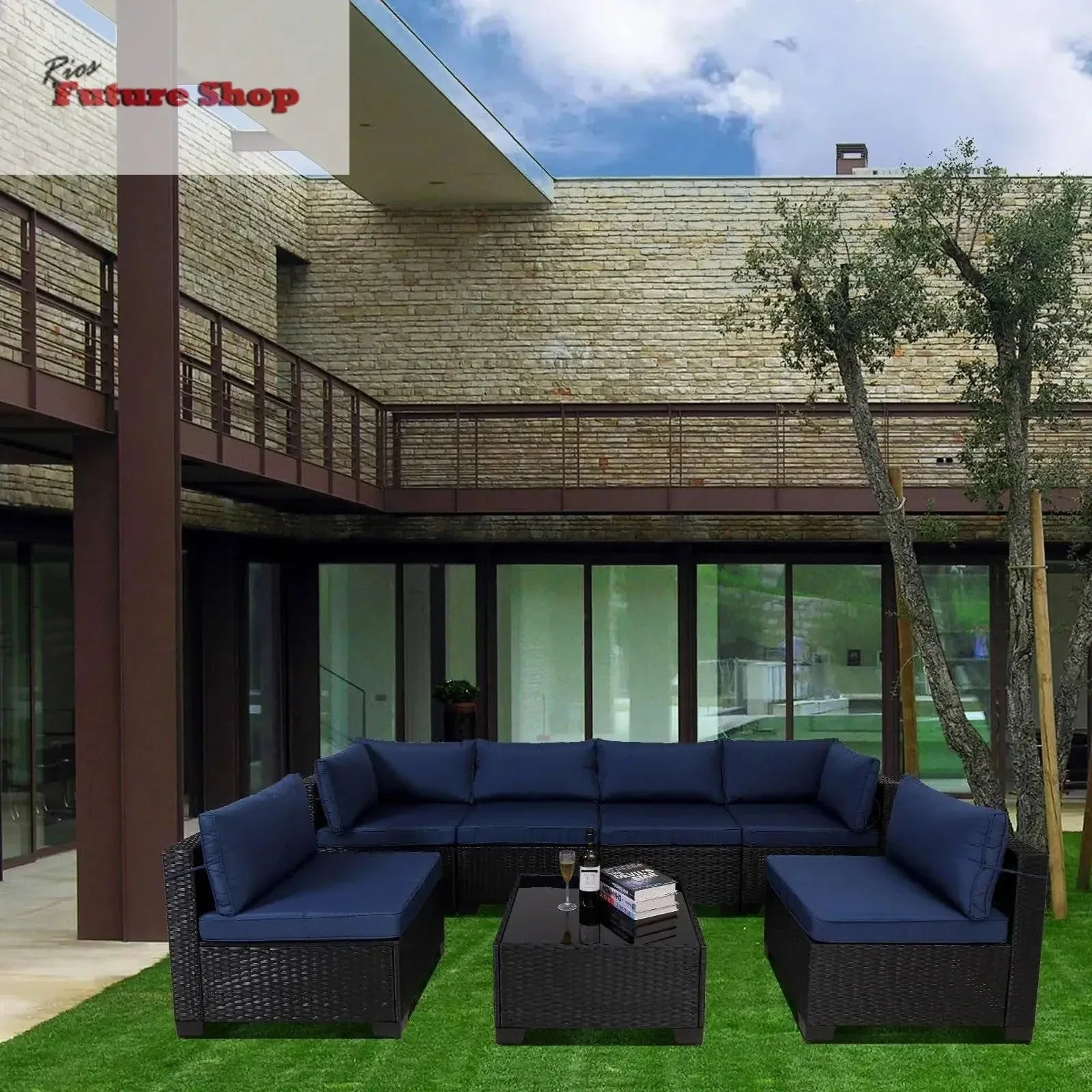 7 Pieces Outdoor Rattan Patio Sectional Set - Rios Future Shop