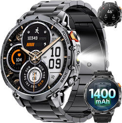 Military Men's Smartwatch, 1400 mAh, 1.7" Smartwatch, 2 Straps
