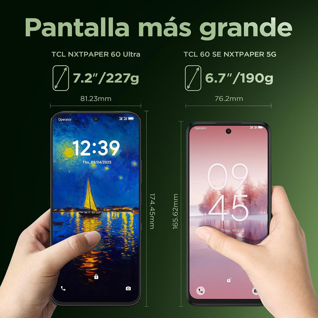TCL NXTPAPER 60 Ultra 5G Android Smartphone, 7.2 Inch FHD+ Display, 12GB RAM + 512GB ROM, Eye-Protection Phone, Nebula Black, with Flip Case and Stylus