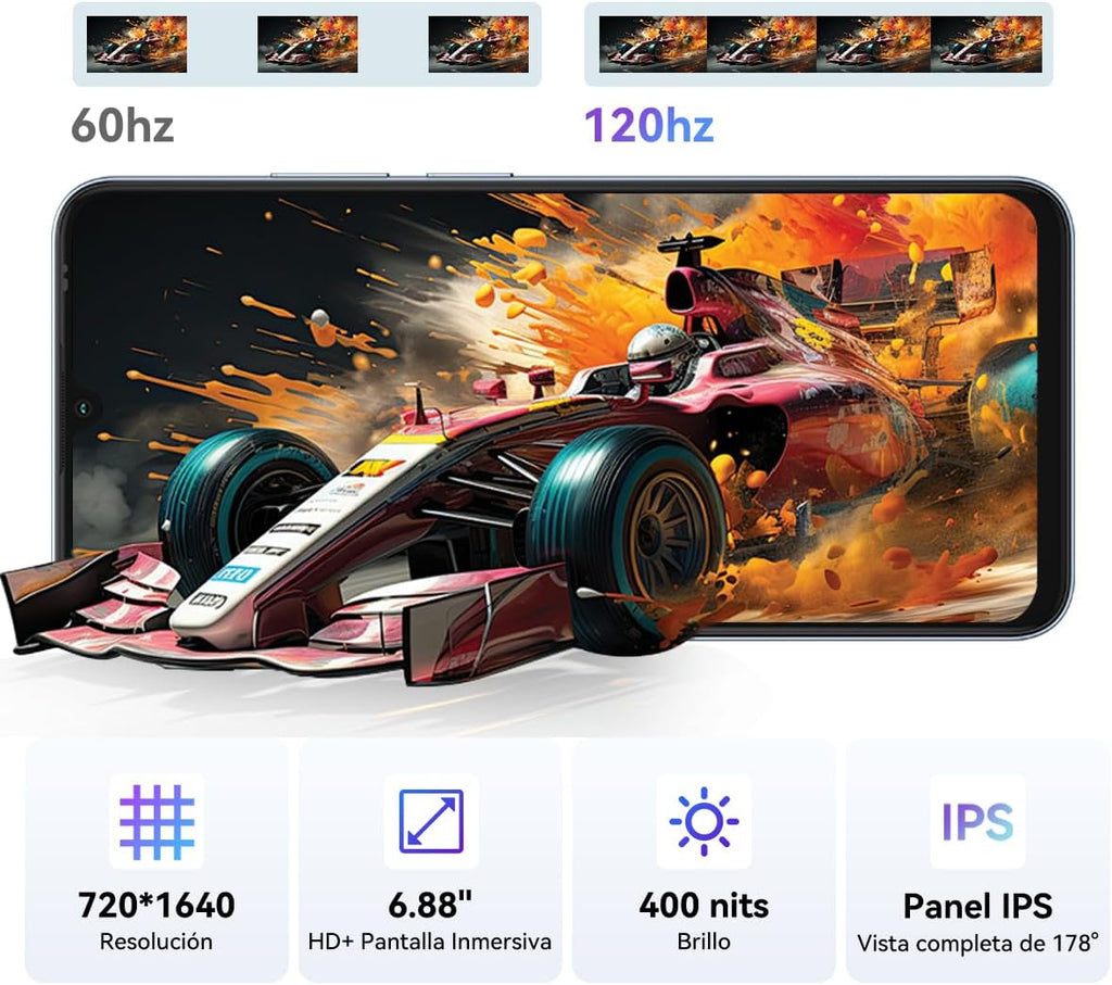 Blackview WAVE 10 Telefone móvel barato bom Android 16,6,88" 120Hz, 32 + 13 MP 32 + 128 GB/2TB TF celulares, smartphone livre oferta 5000 mAh/3,5 mm/WiFi 5G/Face ID/Bloqueio. o Huella D. actilare, 3 anos de garantia