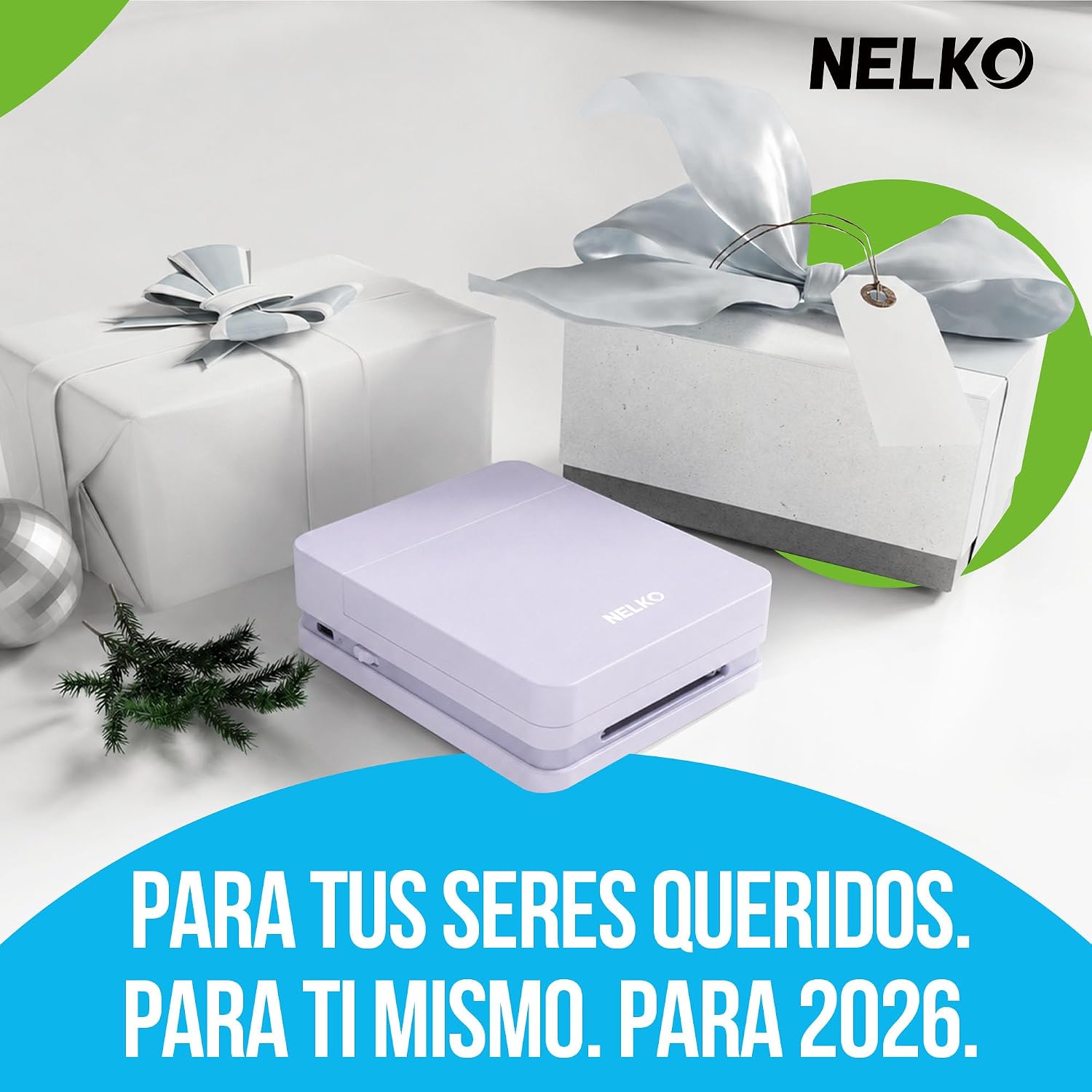 Nelko PP01 Mobile Photo Printer, Mini Portable Photo Printer, Purple | Equipped with 20 sheets of photo paper, color printing, suitable for travel registration