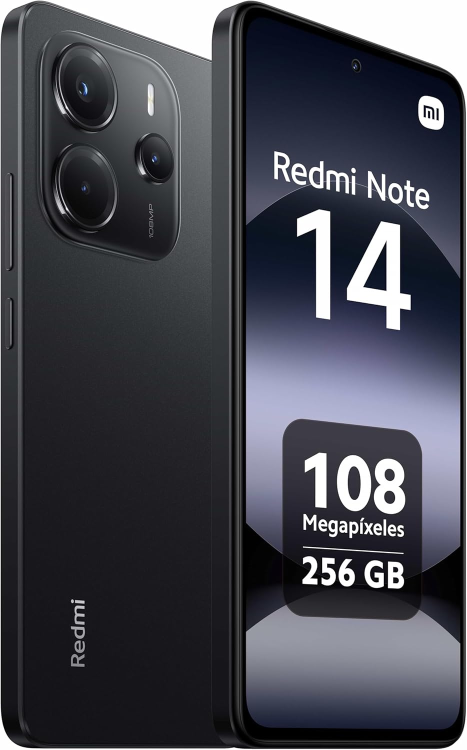 XIAOMI Redmi Note 14 - Smartphone de 8+256GB, Ecrã de 6,67" AMOLED FHD+ 120Hz, MediaTek Helio G99-Ultra, câmara de 108MP, TurboCharge 33W, 5500 mAh, Carregador não Incluído, Preto (Versão ES)