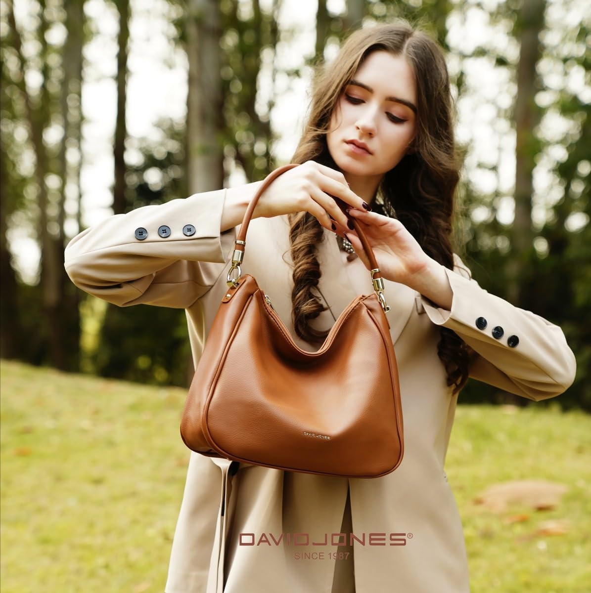 David Jones - Bolsa de Ombro Hobo para Mulher - Bolsa de Mão Tiracolo de Pele Sintética - Bolsa de Mão Média com Alça Longa - Moda Clássica e Prática Elegante, Vermelho, Tamanho único