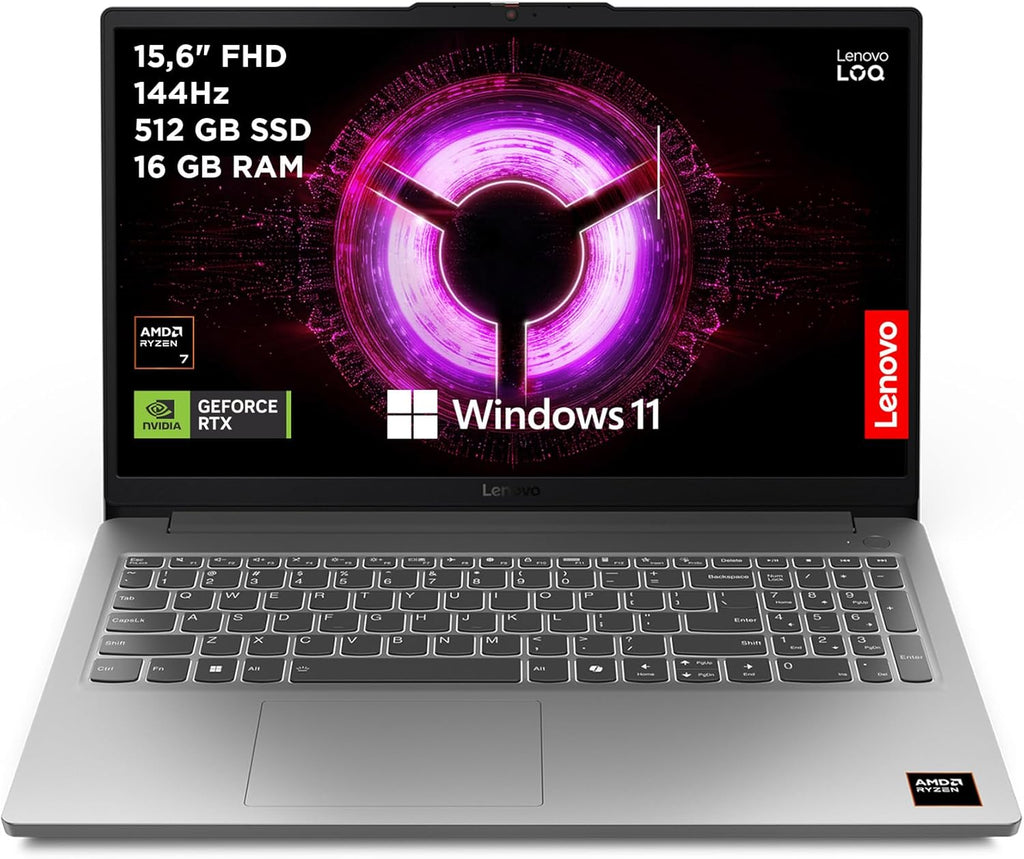 Lenovo LOQ Essential Gen 10 Computador portátil Gaming IA FHD de 15,6" (AMD Ryzen 7 7735HS, NVIDIA GeForce RTX 4050, 16 GB RAM, 512 GB SSD, 144Hz, Wi-Fi 6, sem sistema operativo. ) QWERTY Espanhol Ol