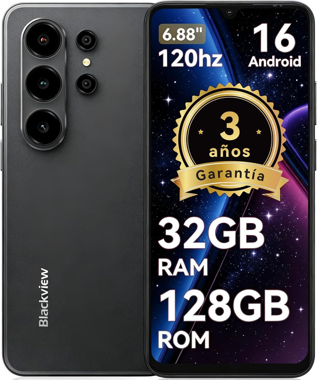 Blackview WAVE 10 Telefone móvel barato bom Android 16,6,88" 120Hz, 32 + 13 MP 32 + 128 GB/2TB TF celulares, smartphone livre oferta 5000 mAh/3,5 mm/WiFi 5G/Face ID/Bloqueio. o Huella D. actilare, 3 anos de garantia