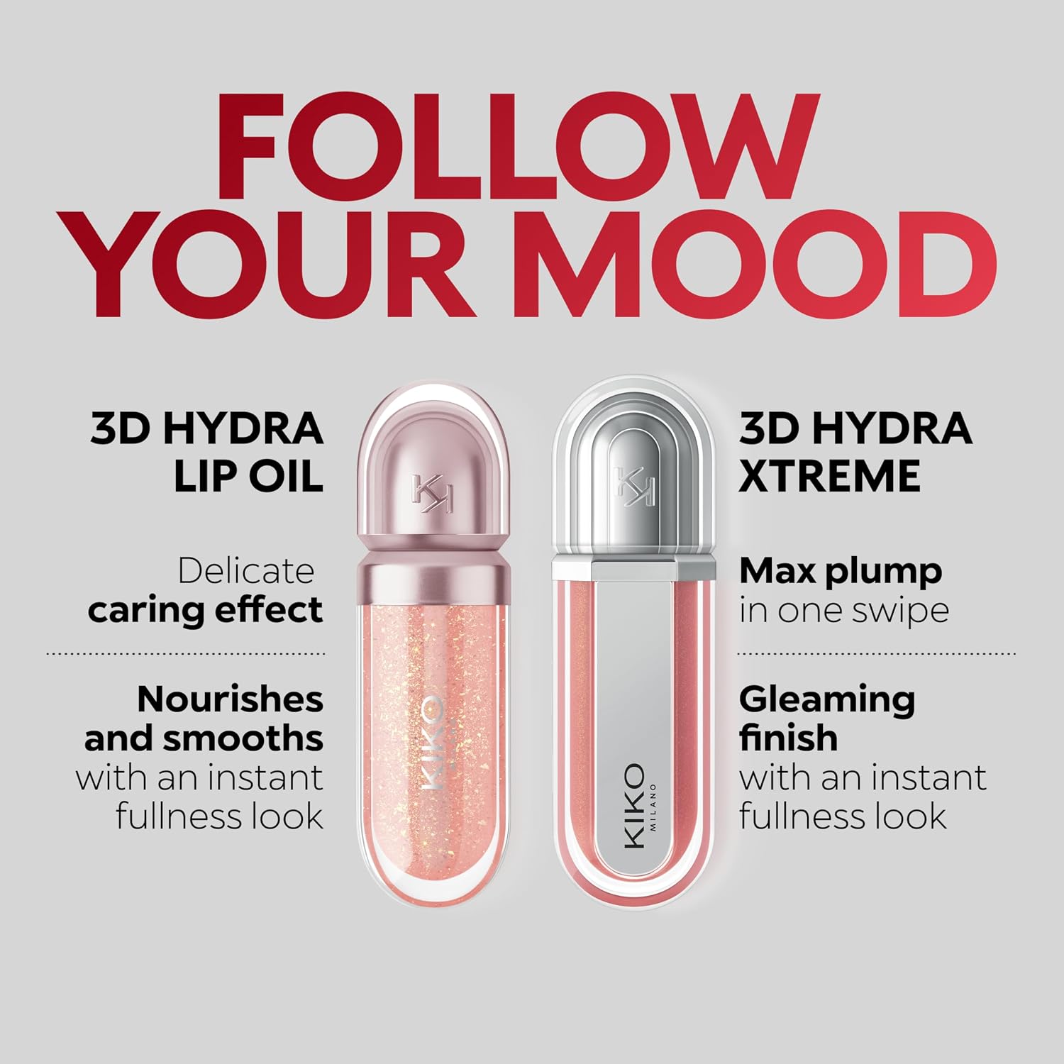 KIKO Milano 3D Hydra Xtreme Lipgloss 05 - 3D Extreme Volume Moisturizing Lip Gloss, Ultra Shiny Mirror Effect, Non-Sticky Texture, Long Lasting Professional