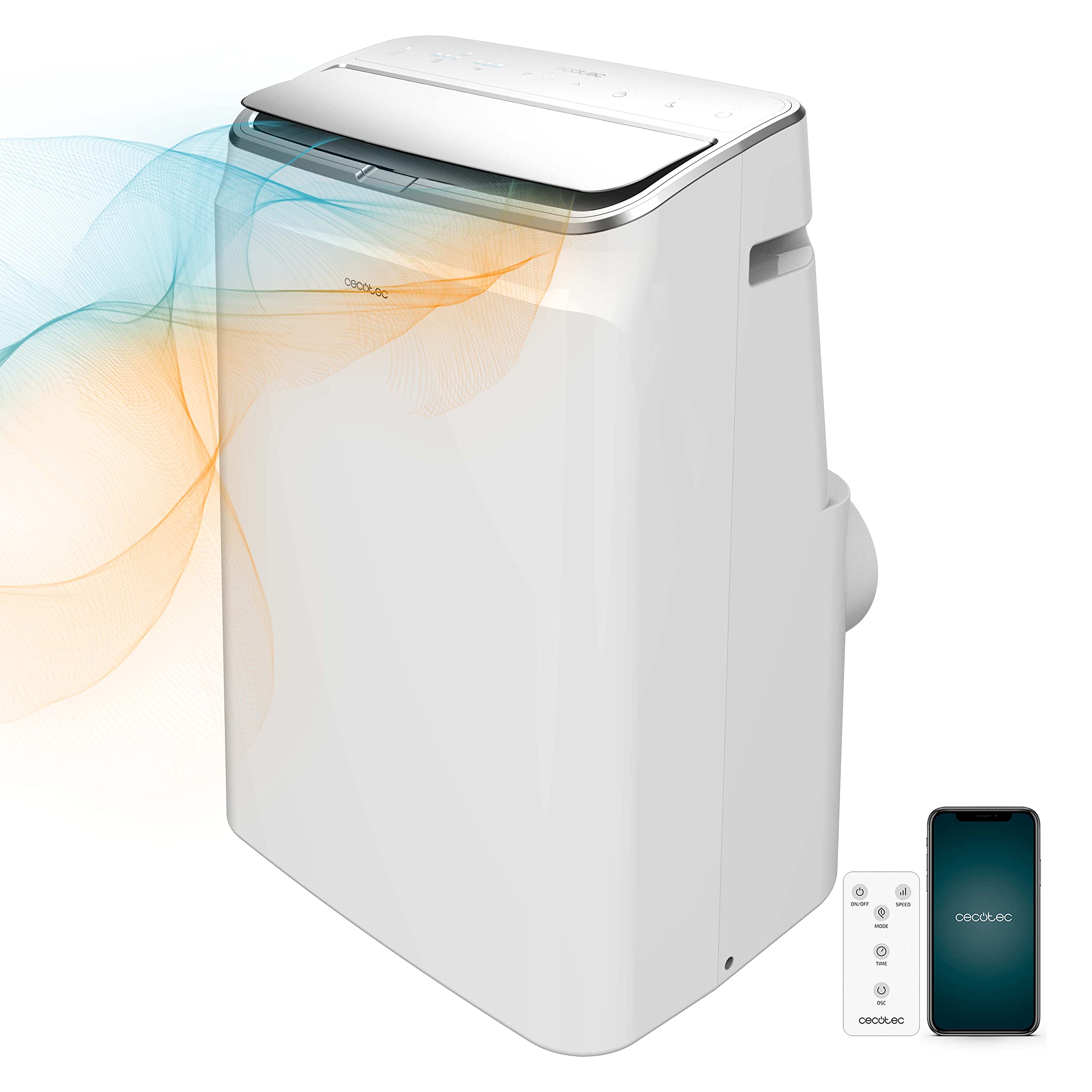 Cecotec ForceClima 12600 Heating Portable Air Conditioner with Remote Control and Heat Pump, 12000 BTU, LED Display, 5 Modes, Dehumidification, Coverage 26-28 m²