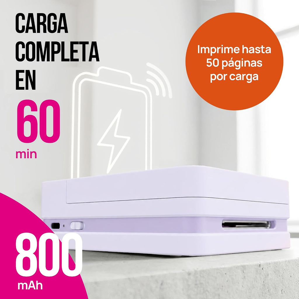 Nelko PP01 Mobile Photo Printer, Mini Portable Photo Printer, Purple | Equipped with 20 sheets of photo paper, color printing, suitable for travel registration