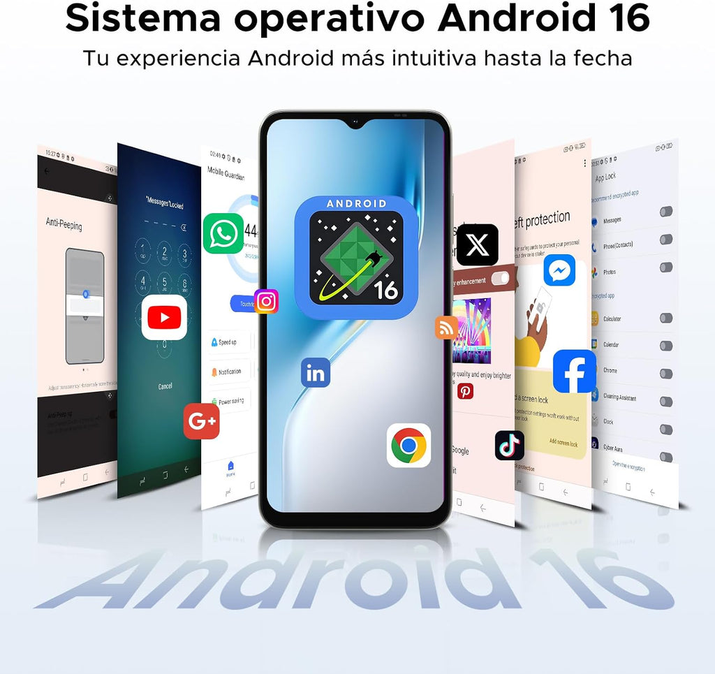 NOTE56X PRO Telefone móvel Octa Core Andriod 16, bateria 6150 mAh, 32 GB + 128 GB/2TB, HD 6,56" 90 Hz móvel, 13 MP+8MP, NFC/Dual SIM 4G/GPS/OTG/Impressão Digital/Face ID/Widev ine L1/3,5 mm Jack