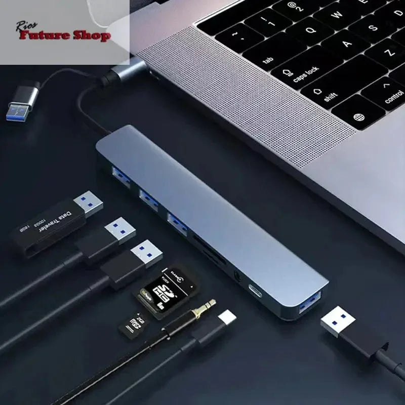 8 em 2 usb + tipo c hub docking station - Rios Future Shop